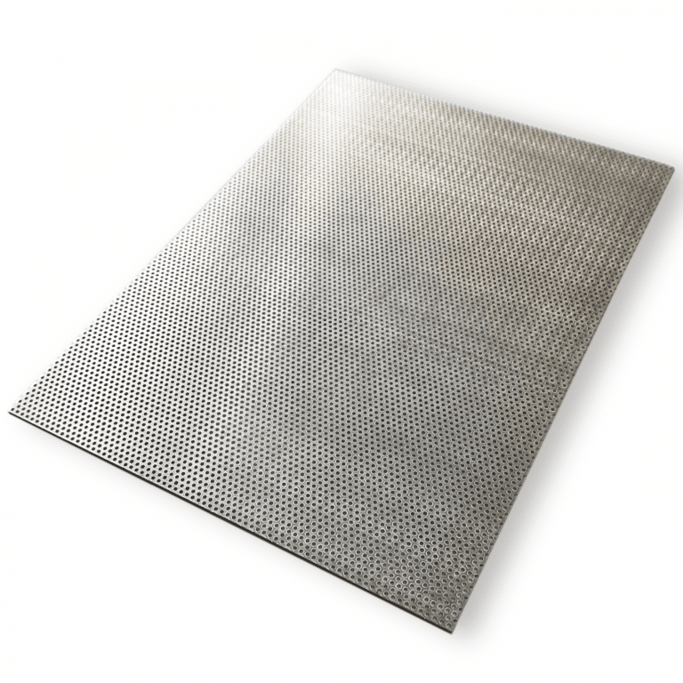 Aluminium-Lochblech Rv 1-2, komplette Platte mit feinen Rundlöchern.