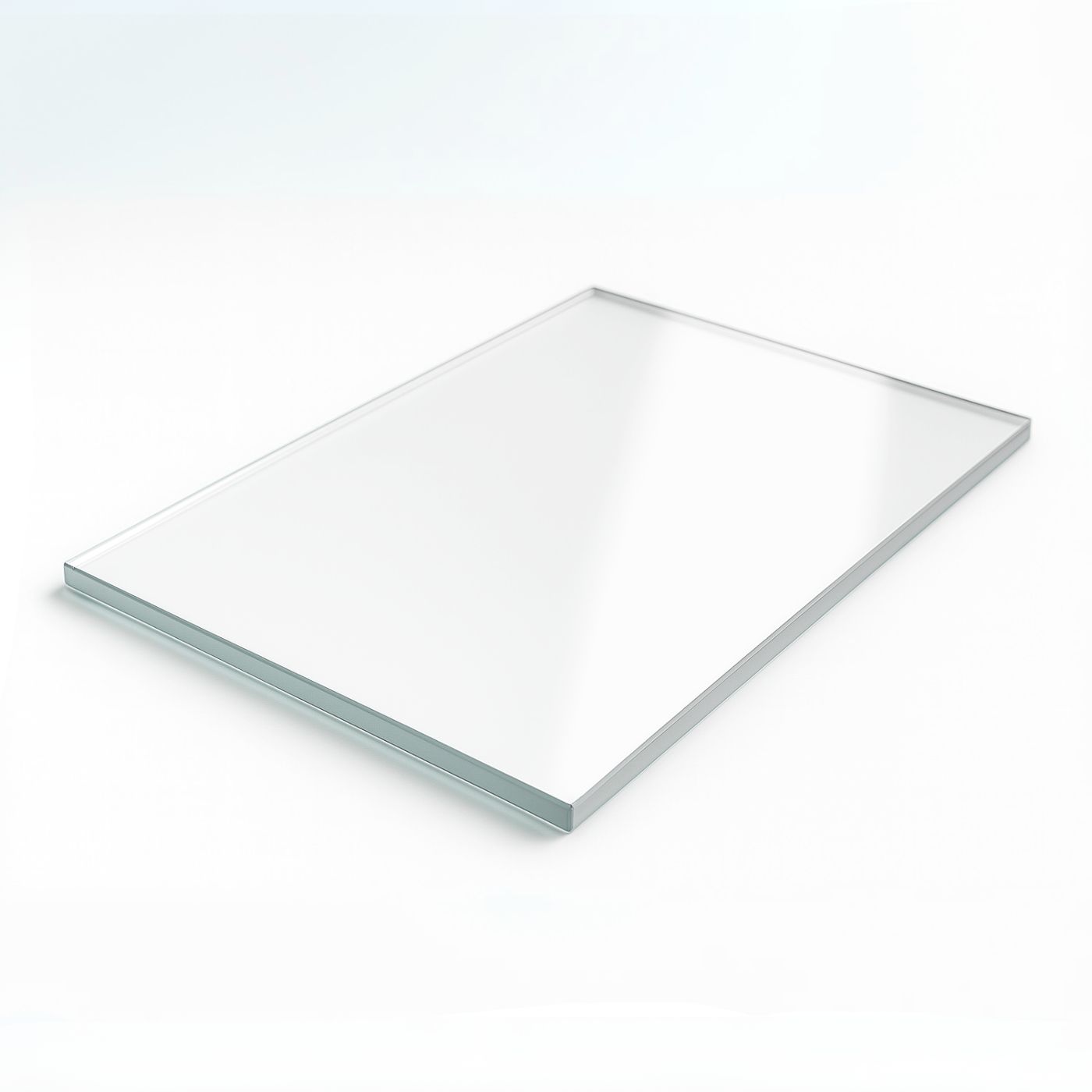 Rechteckige Acrylglasplatte mit klaren polierten Kanten.
