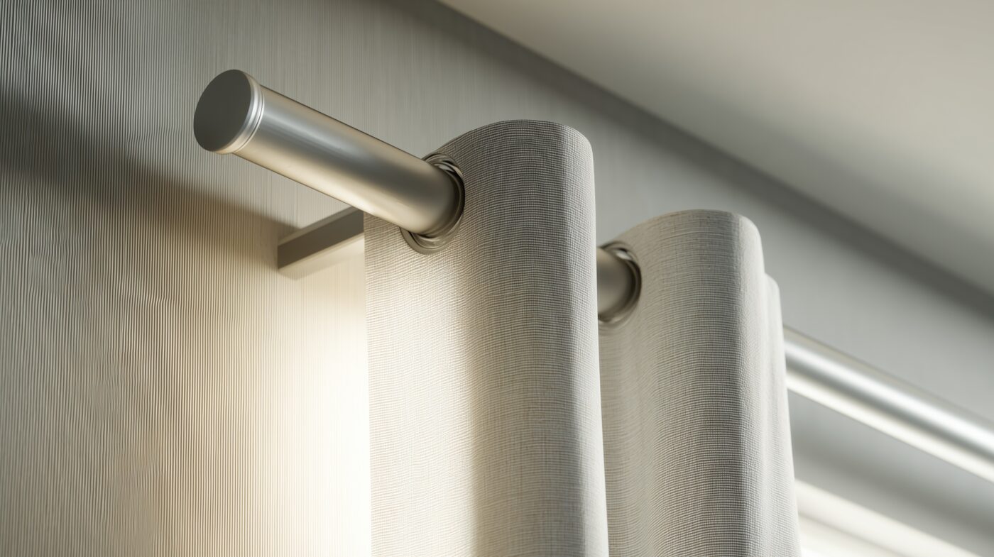 Aluminium-Rundrohr als moderne Gardinenstange.