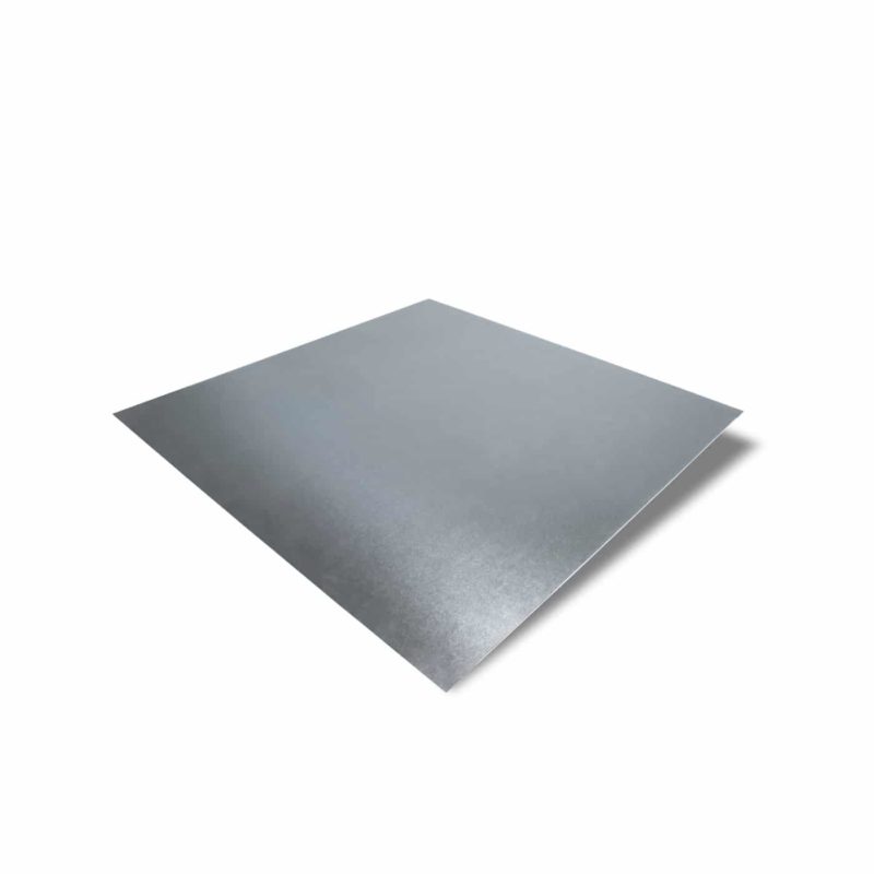 Rechteckiges Aluminiumblech in schlichter, glatter Ausführung.
