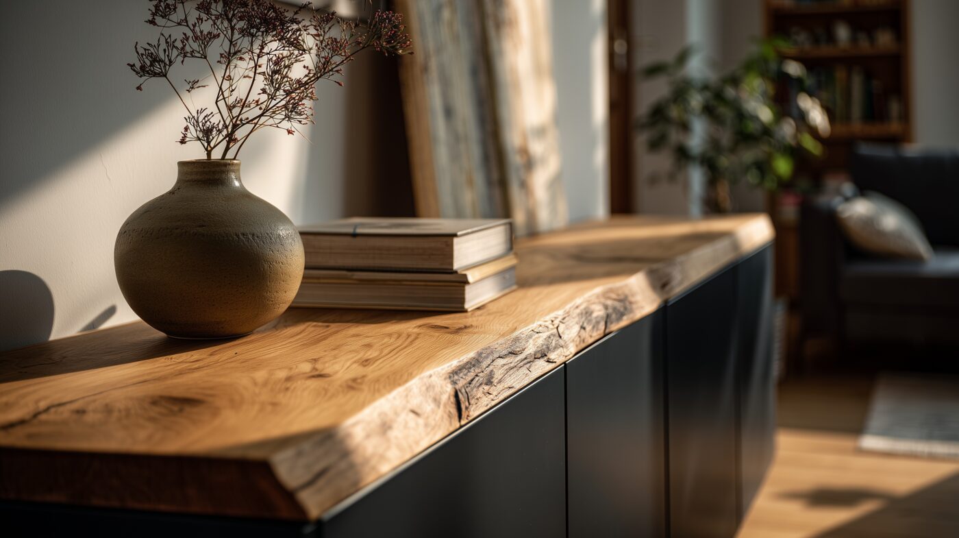 Sideboard mit Deckplatte aus Wildeiche.