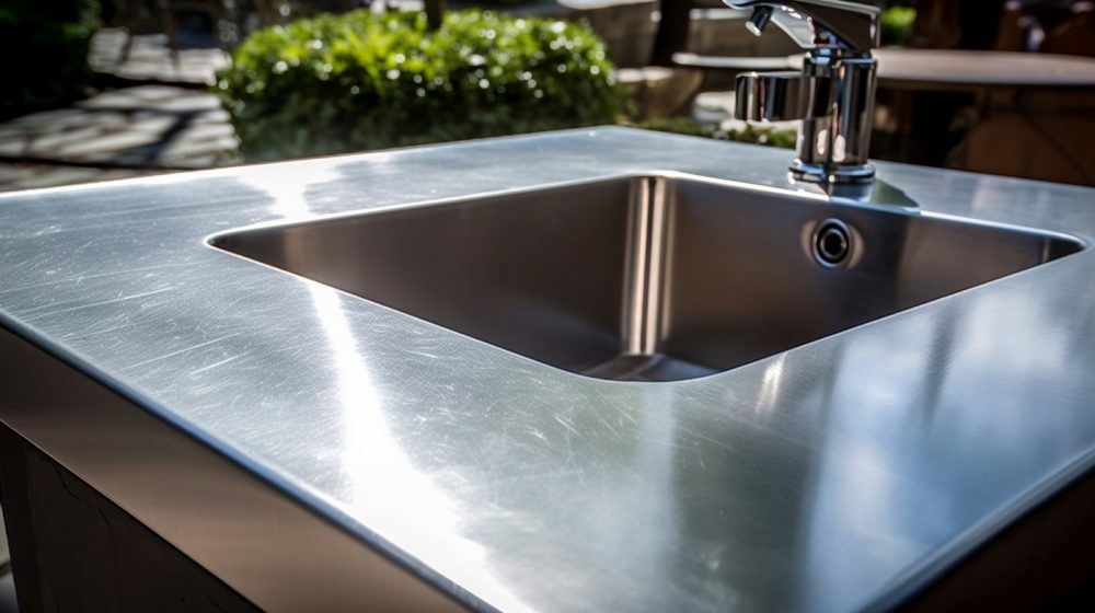 Arbeitsplatte für Outdoor Küchen aus Edelstahl nach Maß