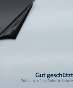 Schwarze Stahlplatte mit transparenter Schutzfolie, die die Oberfläche vor Kratzern und Beschädigungen bewahrt.