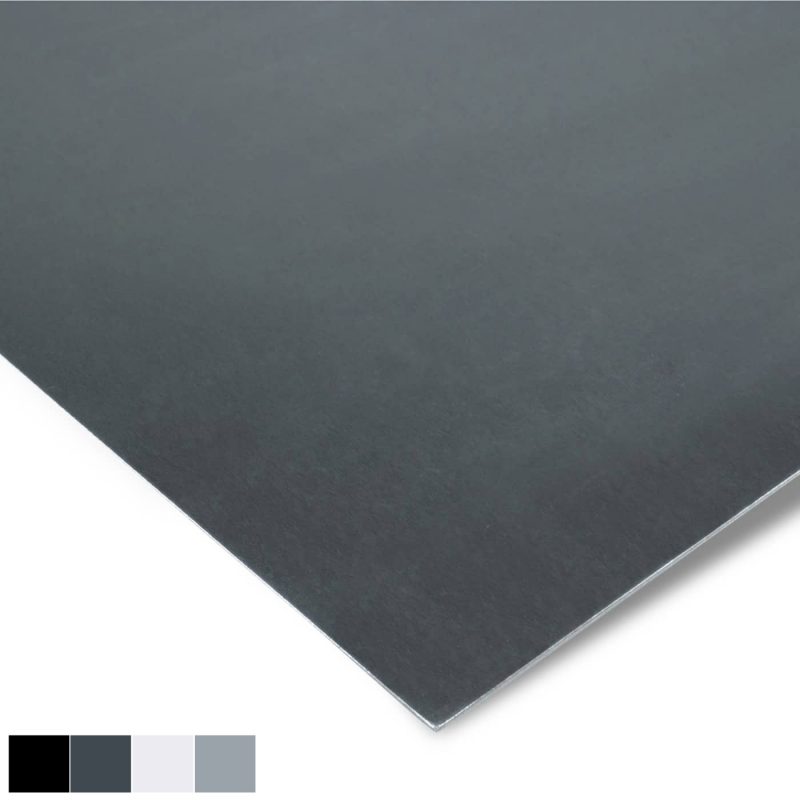 Farbfächer mit Alutafeln in GBD Alu glatt, präsentiert in verschiedenen Grautönen zur Veranschaulichung von Farbvarianten.​