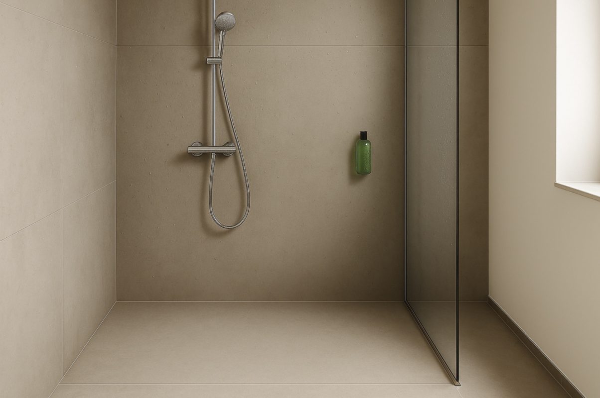 Dusche aus fugenlosen HPL-Platten
