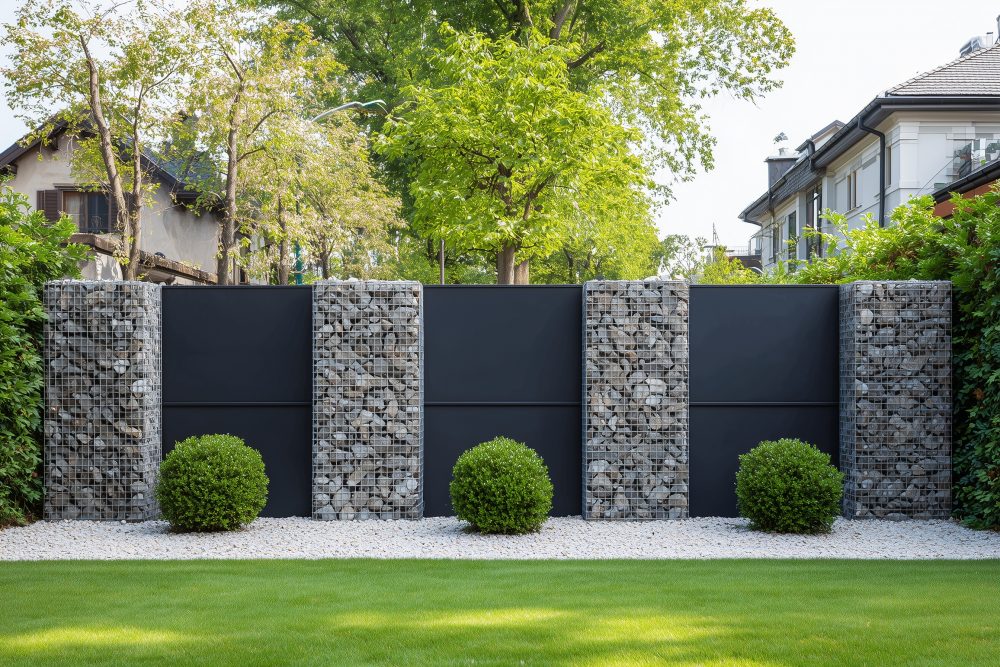 Moderner Sichtschutz im Garten aus HPL Platten