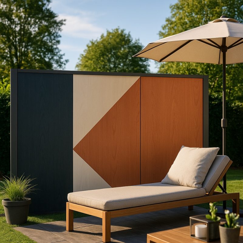Akzentwand aus HPL auf der Terrasse