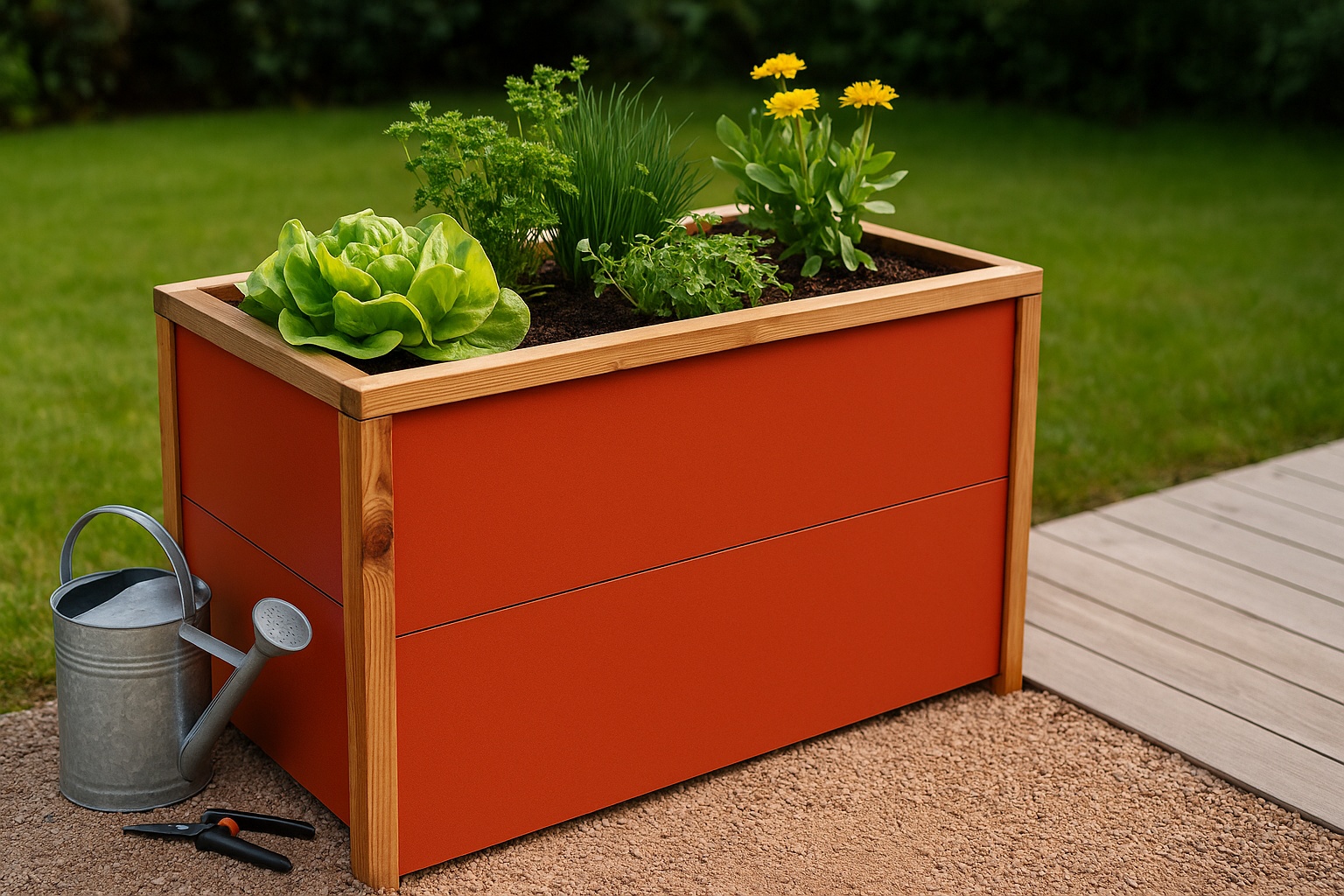 Hochbeet aus HPL-Platten.