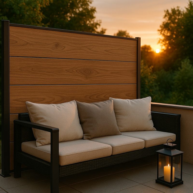 Windschutz aus HPL auf der Terrasse