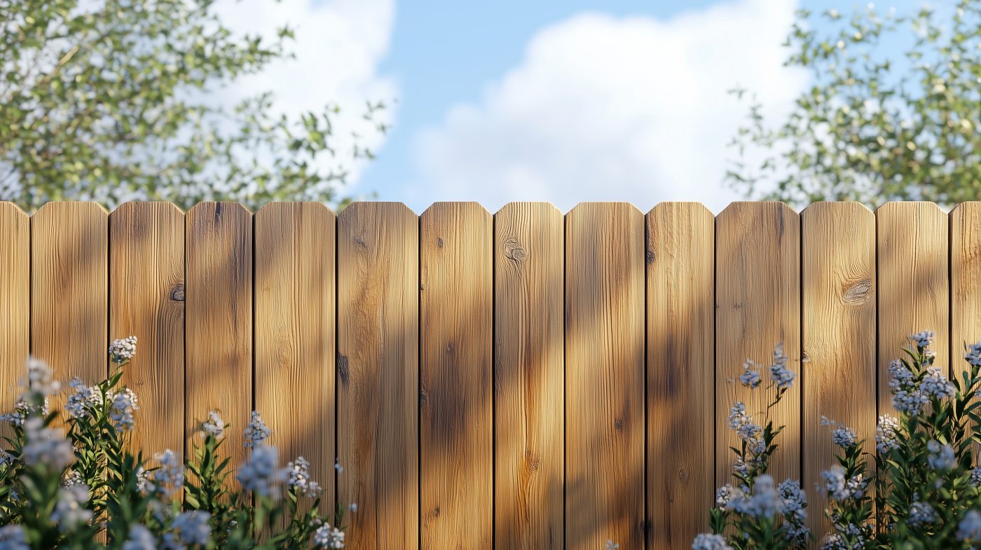 Lasierter Holzzaun im Garten mit sichtbarer Struktur
