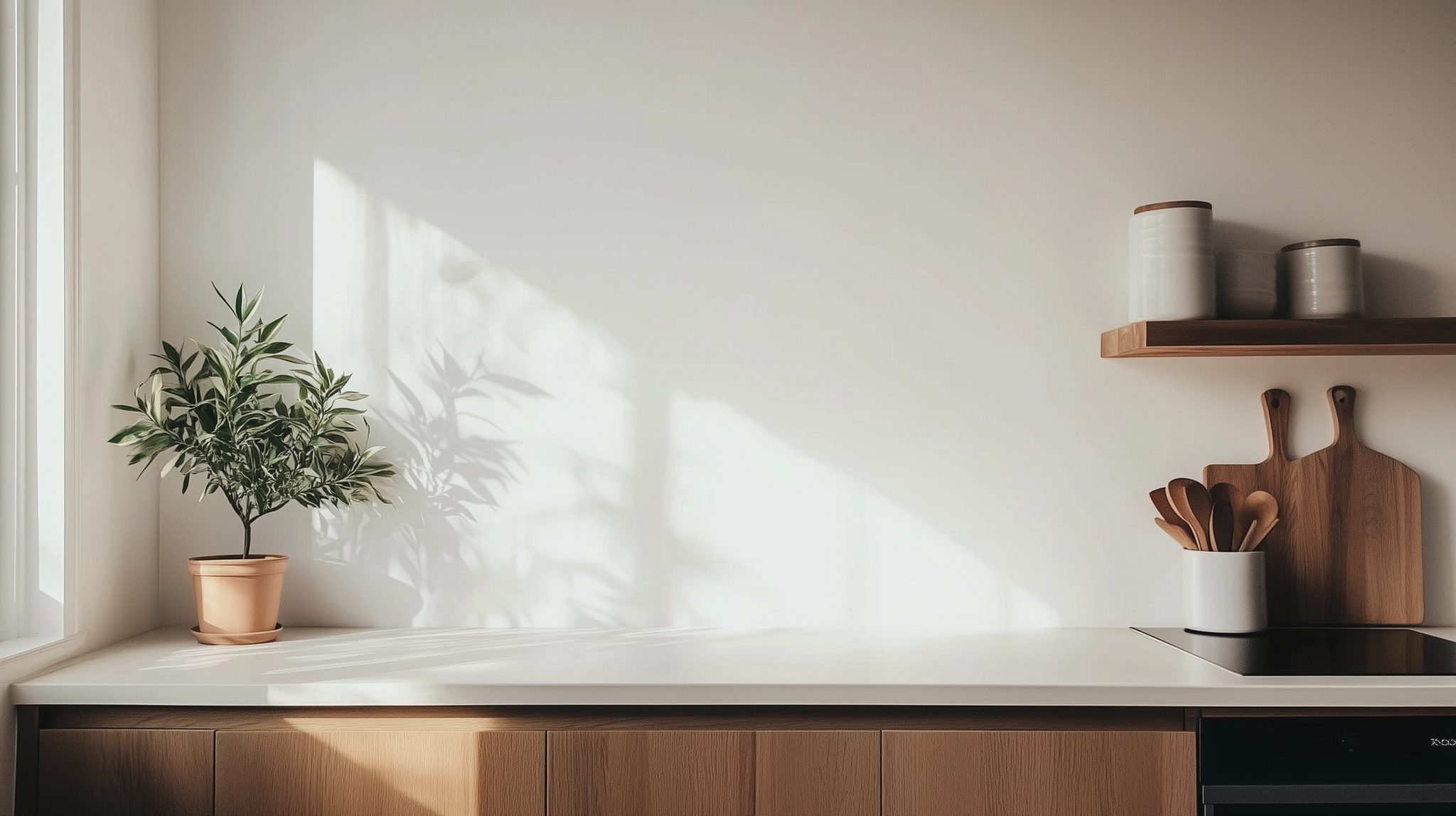 Furnierte Küchenfronten mit matter Oberfläche – klare Linien, ruhiges Licht