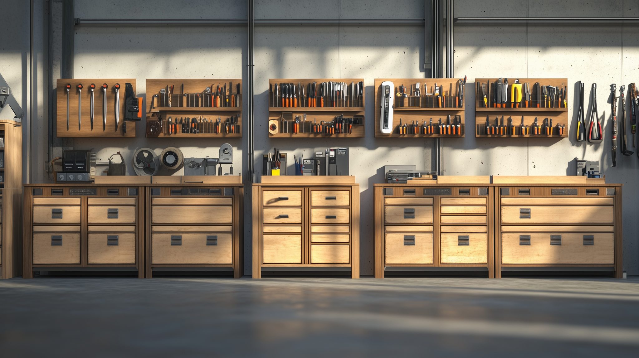Eine kombinierbare Möbelserie aus Multiplex in modularer Bauweise für die Werkstatt