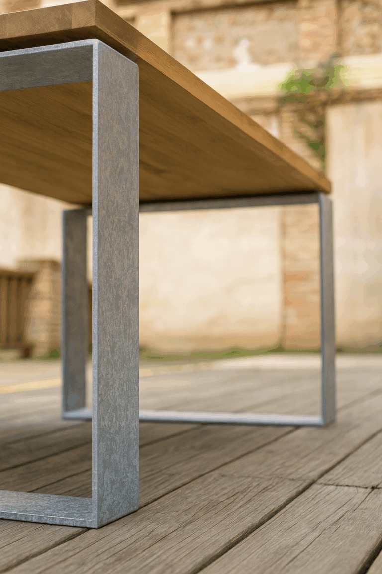 Tischgestell aus verzinktem Flachstahl