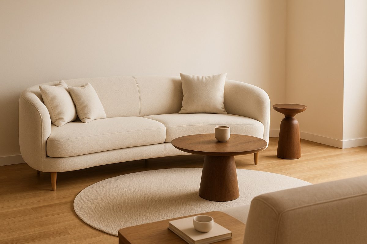 Runder Couchtisch im Wohnzimmer