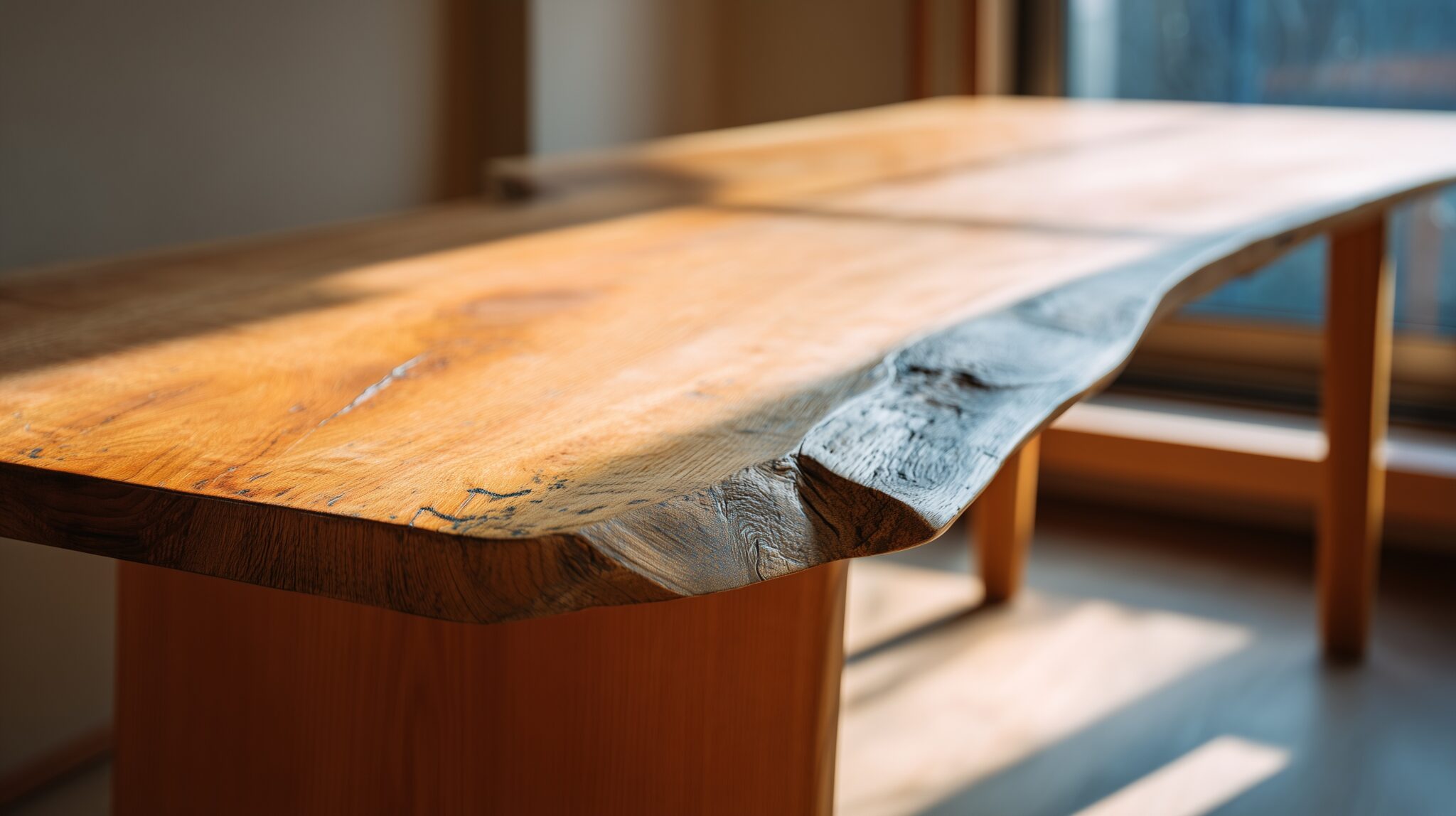 Tisch mit verzogener Platte durch Reaktionsholz.