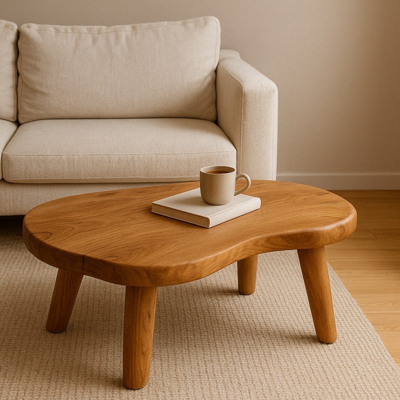 Geschwungener Couchtisch aus Holz