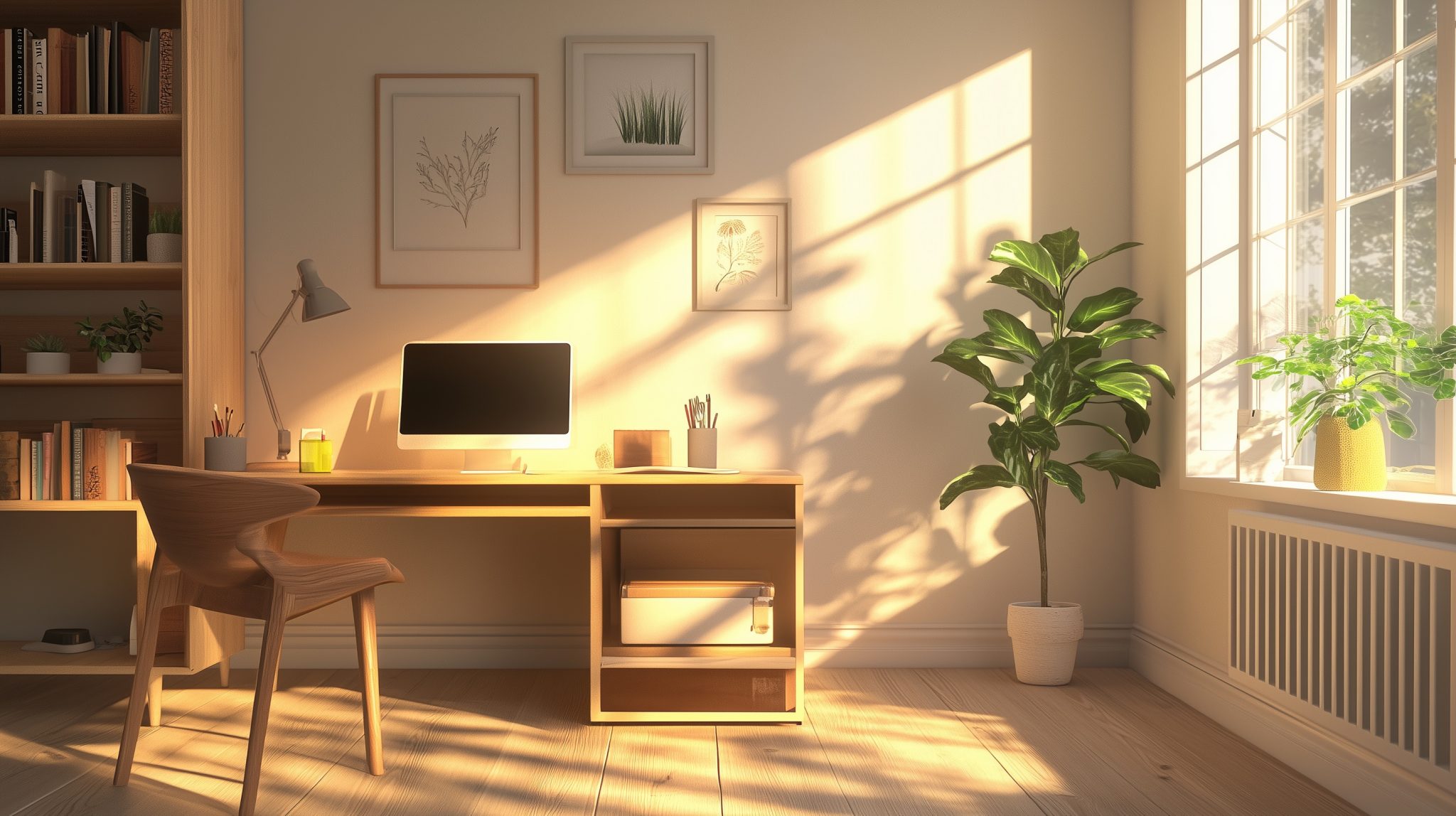 Arbeitszimmer aus schattentoleranten Holz