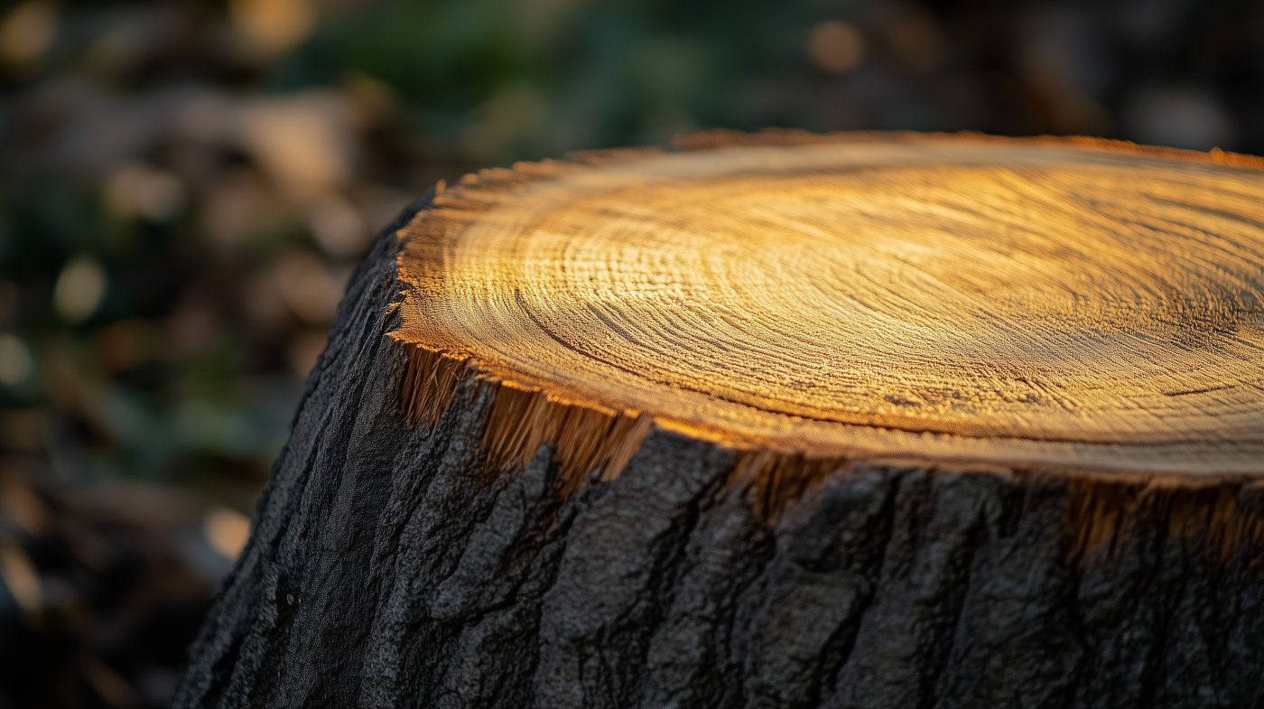 Holzstamm aus Buche mit sichtbaren Jahresringen