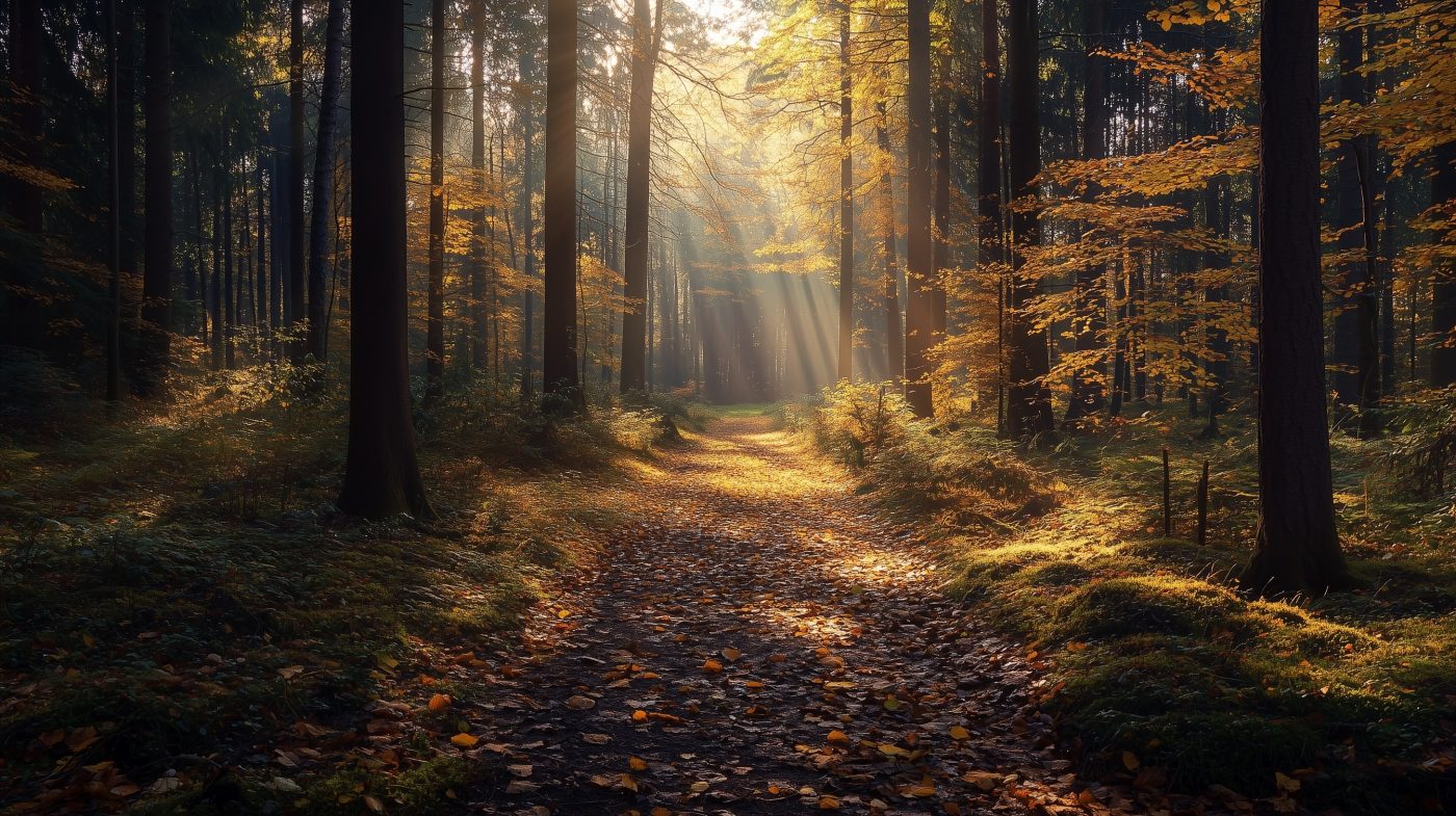 Ein Mischwald mit Buche, Tanne und Eibe bei Tageslicht