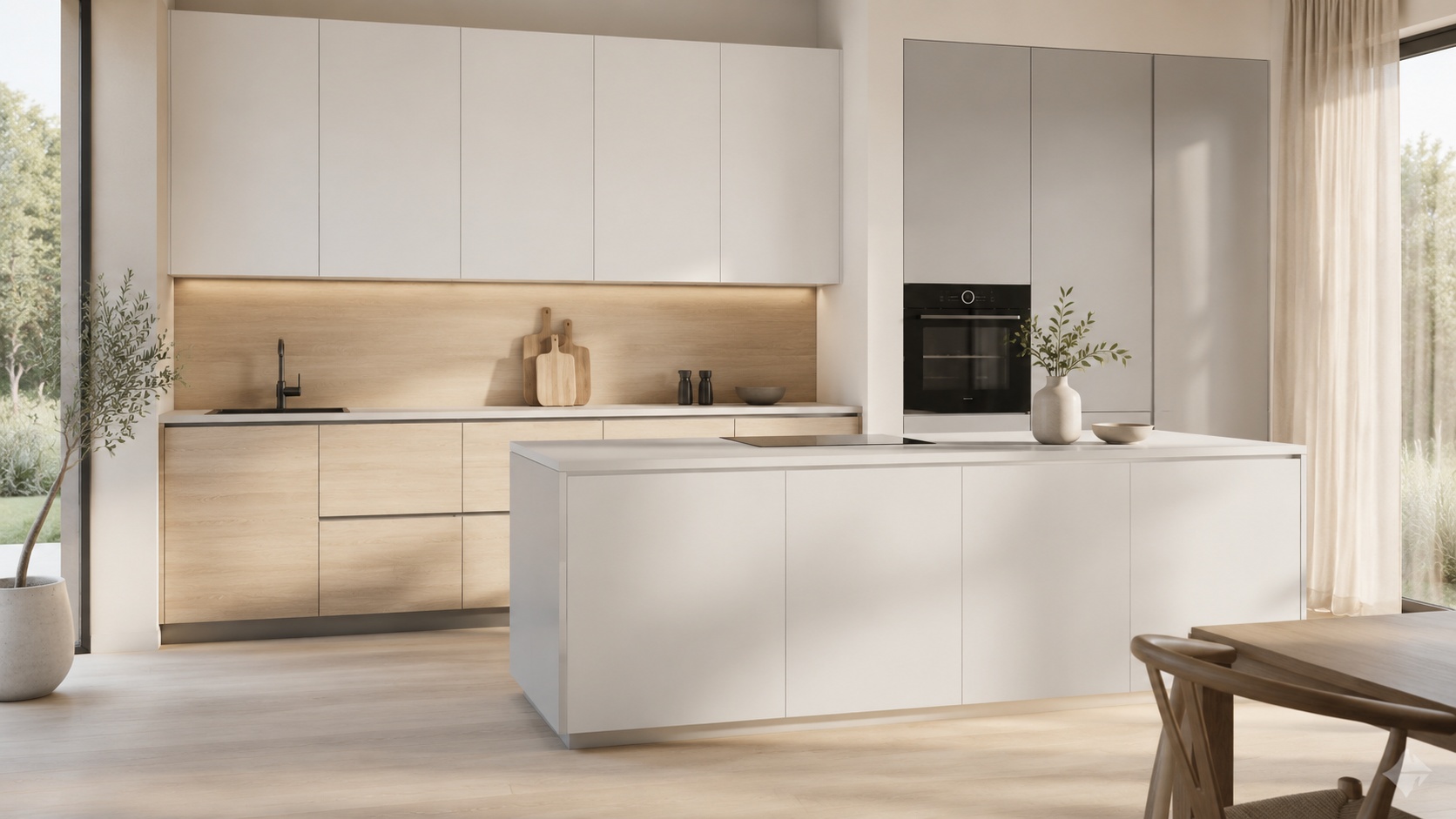 Küchenfronten aus Smart+ Dekorplatten wirken klar und modern.