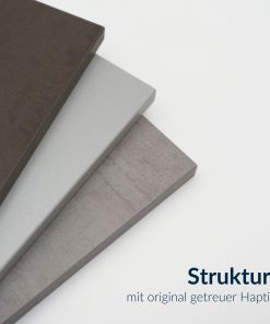 Dekorplatten-Vergleich mit den Farben schwarz, grau und anthrazit.