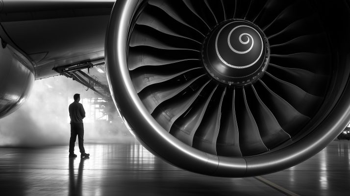 Wartung eines Flugzeugtriebwerks mit hitzebeständigen Bauteilen