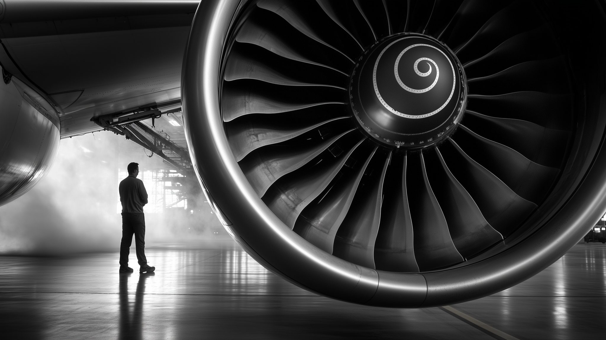 Wartung eines Flugzeugtriebwerks mit hitzebeständigen Bauteilen