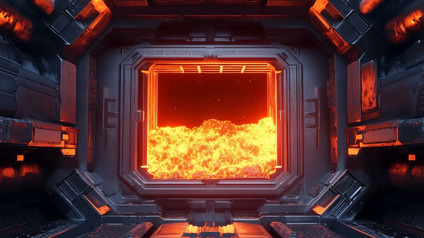 Glühendes Metall in einem Industrieofen bei hoher Temperatur