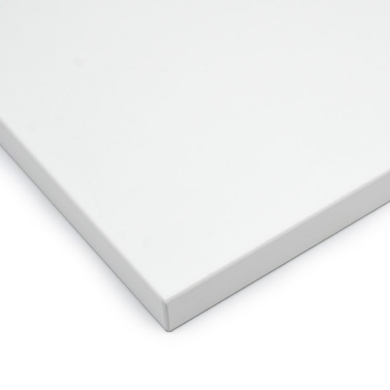 Weiße Dekor-Möbelbauplatte mit 2mm starker ABS-Kante für individuelle Möbelanfertigungen.